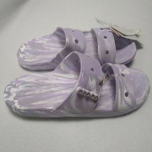 Crocs Unisex-Adult Men's 10.0 (W12) Classic Marbeled Sandals Purple - New w/Tags